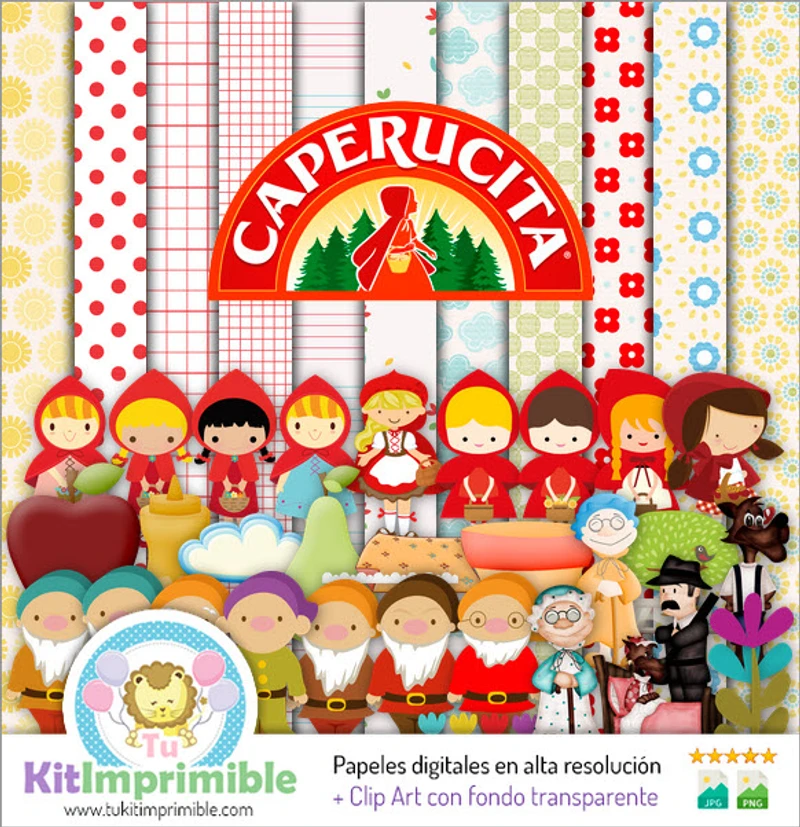 Album de scrapbooking Le Petit Chaperon rouge et le loup - Kit numérique M4