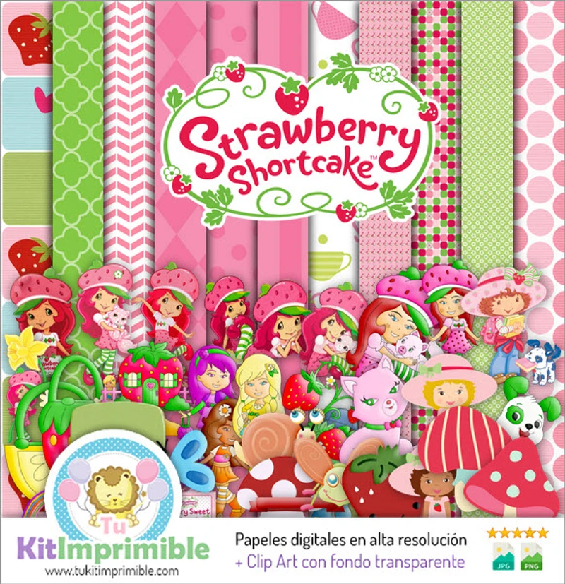 Album numérique de scrapbooking « Fraise Shortcake » aux textures créatives - M7