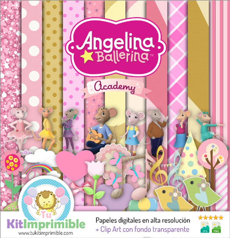 Angellina Ballerina Digital Ballet Background Kit - M2