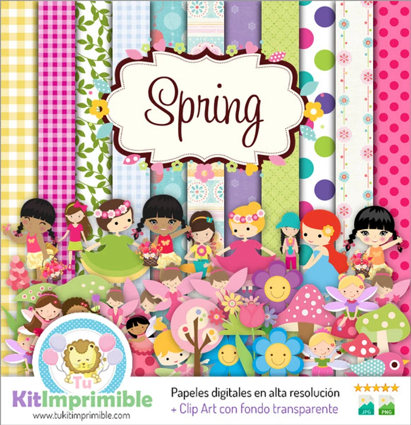 Artesanato Digital Premium para Scrapbook de Primavera - M8