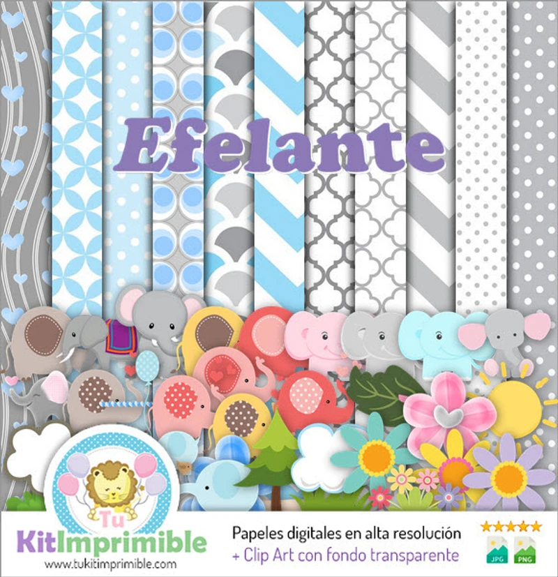 Carta digitale Decorazione elefante Animali selvatici - M1