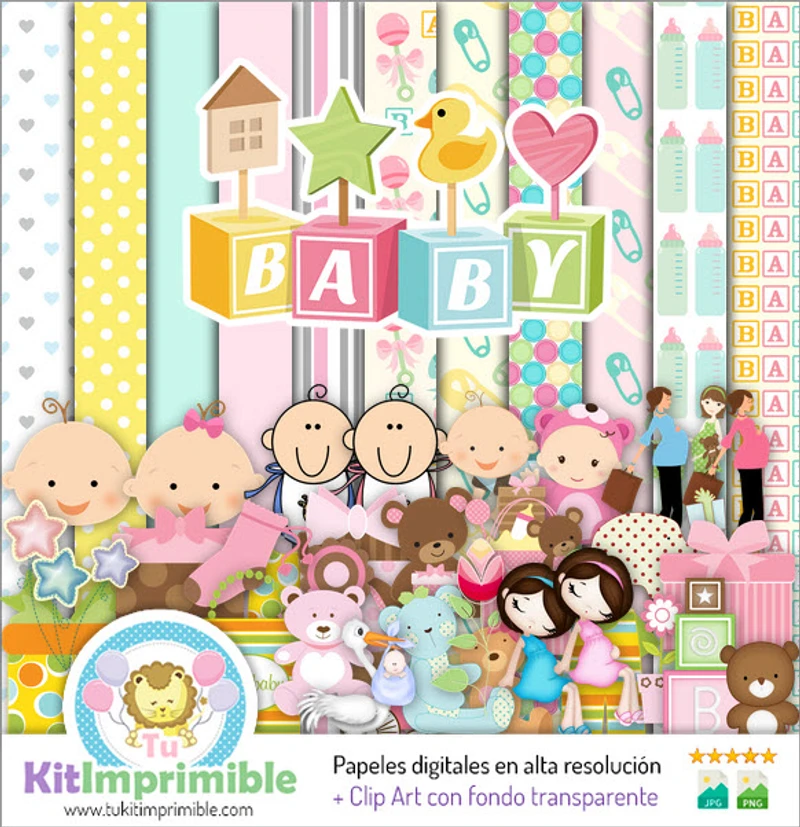 Carta digitale per baby shower, decorazioni complete per feste - M10