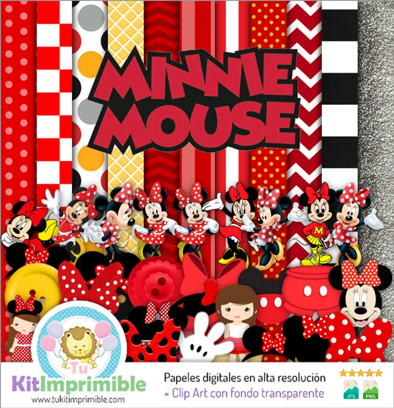 Carta digitale per feste Minnie Mouse Red - M1