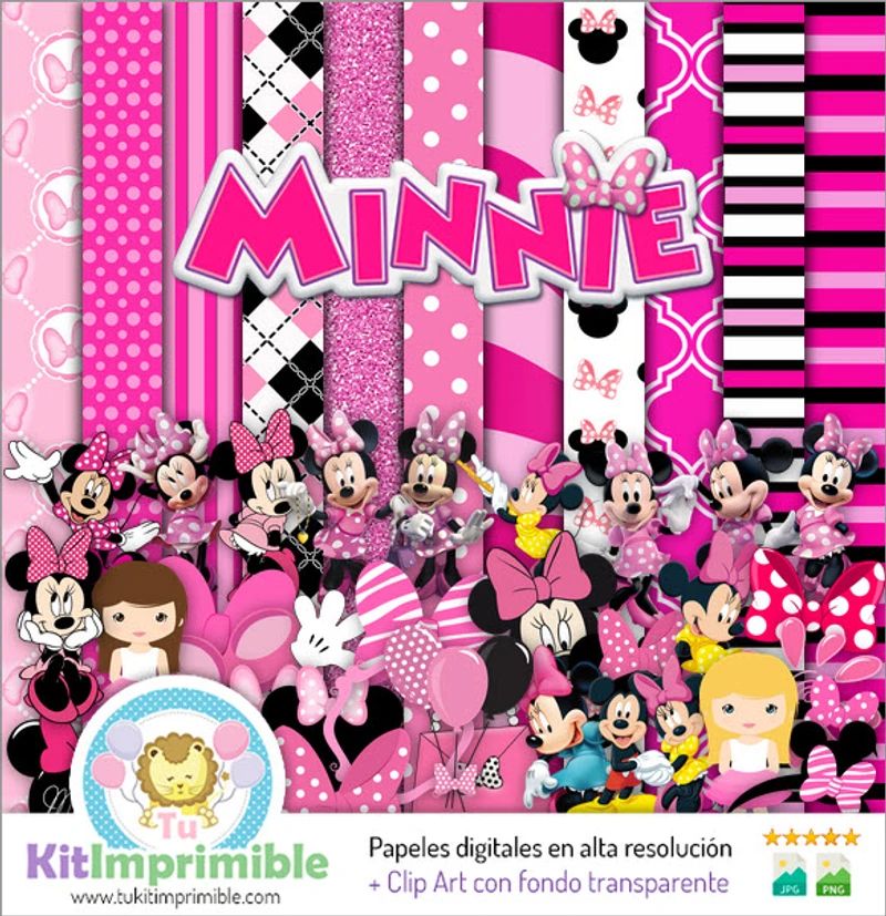 Carta digitale per feste Minnie Mouse rosa - M1