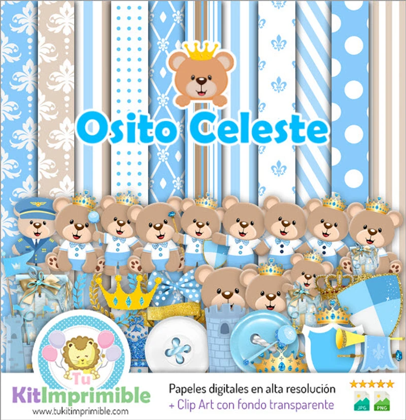 Carte digitali Little Bear Prince Decorazione azzurra - M1