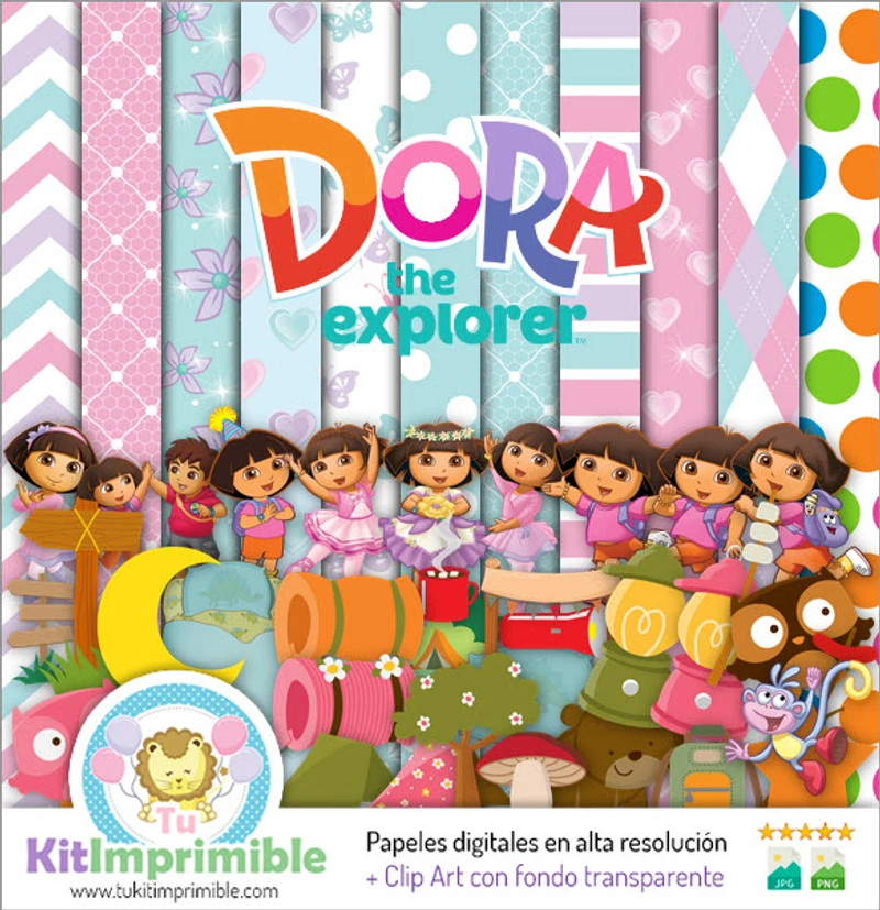 Conjunto completo de álbum de recortes digital da Dora Aventureira - M4