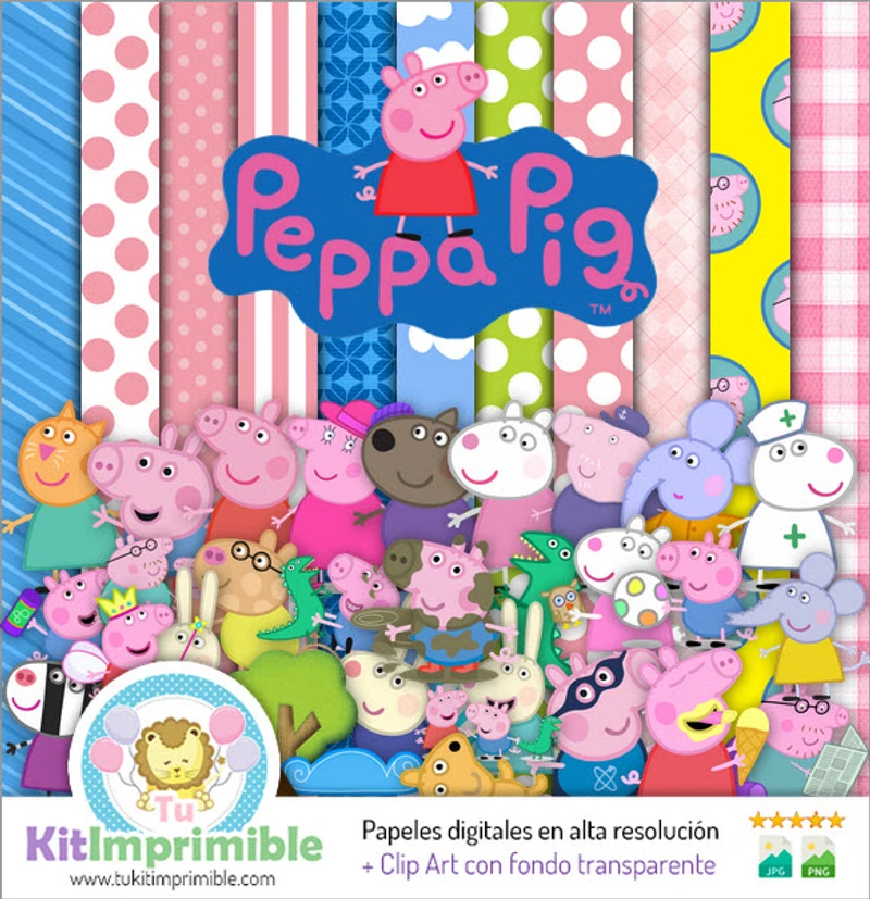 Conjunto completo de scrapbook digital da Peppa Pig - M4