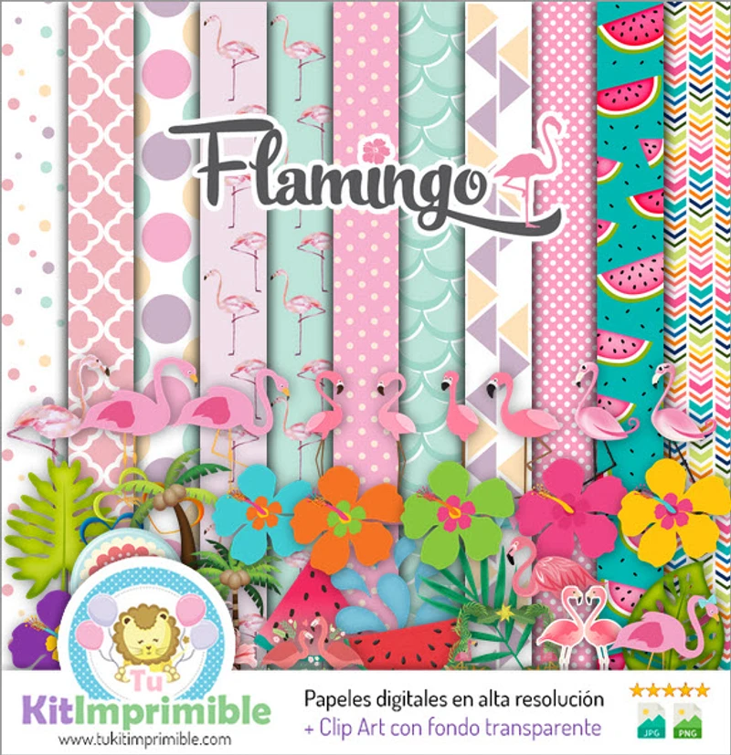 Conjunto completo de scrapbook digital flamenco - M4
