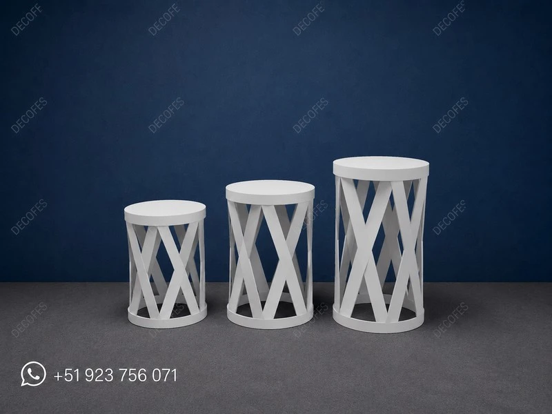 Conjunto de 3 cilindros perfurados em MDF