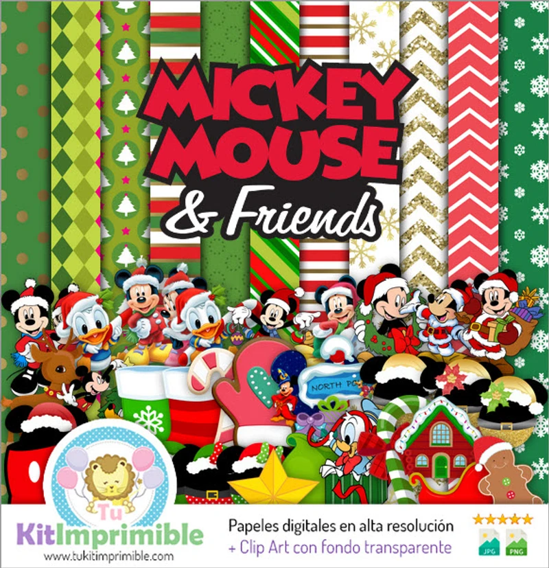 Conjunto Digital Completo para Scrapbook de Natal do Mickey Mouse - M4