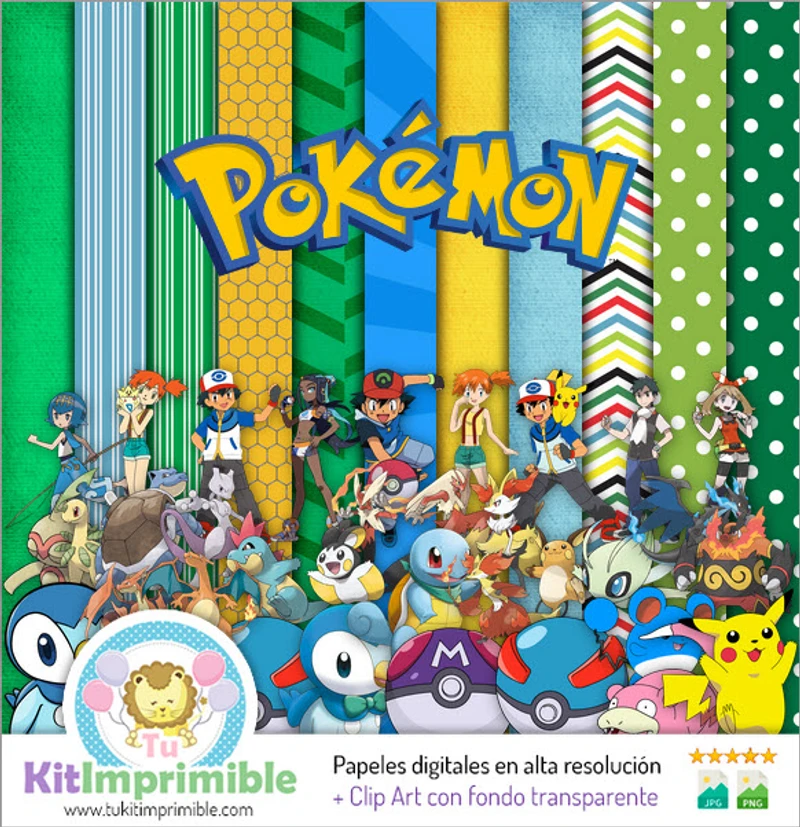 Conjunto Digital de Scrapbook Pokémon Completo - Manualidades - M4