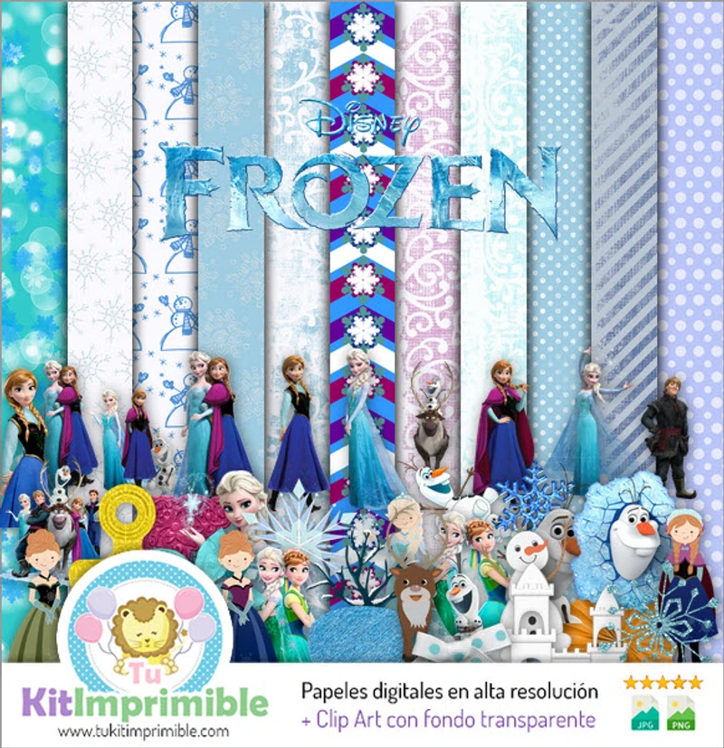 Conjunto Digital Frozen para Scrapbook Completo - Manualidades - M4