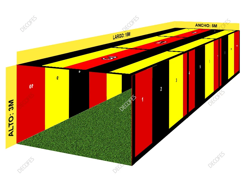 Cotovelos e travessas para toldo para eventos com dimensões de 5m x 15m