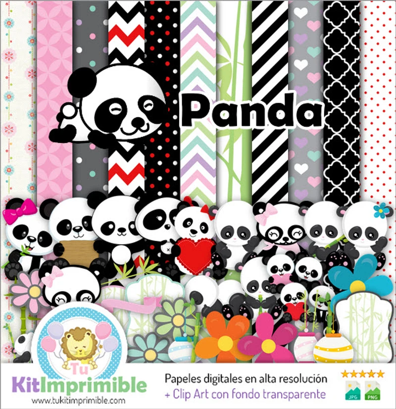 Decorazione digitale con simpatico orso panda - M1