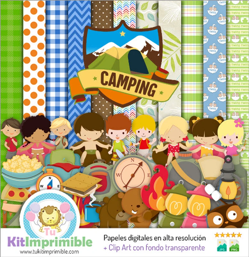 Digital Camp Textures Scrapbook Patterns - M3