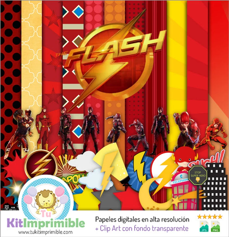 Digital Flash Papers Superhero Parties - M1