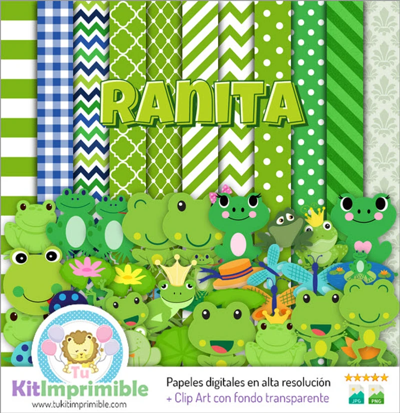 Digitales Frosch-Set Dekorative Hintergründe für Partys - M2