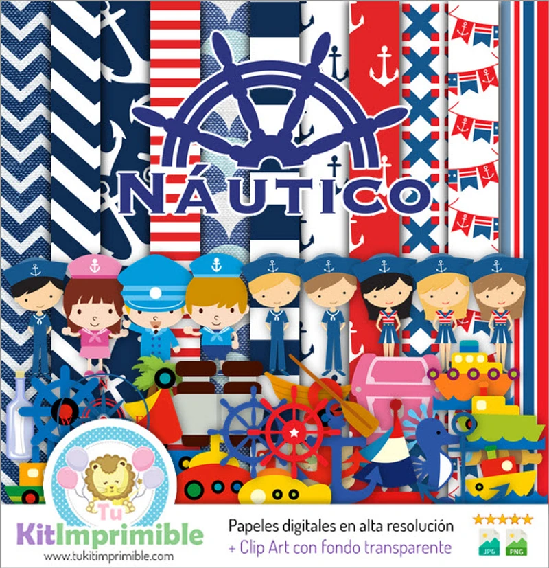 Digital Nautical Kit Decorative Backgrounds for Parties - M2