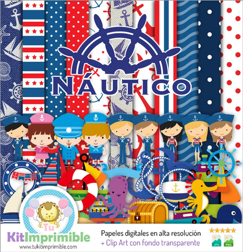 Digital Nautical Textures Scrapbook Patterns - M3