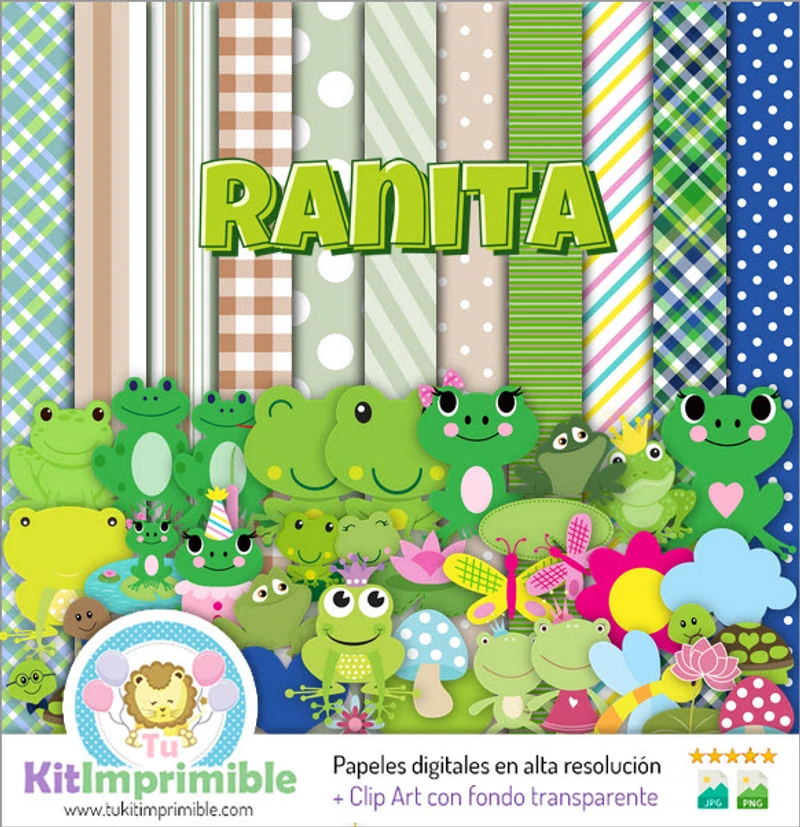 Digitale Papiere Frosch Dekoration Tiere - M1