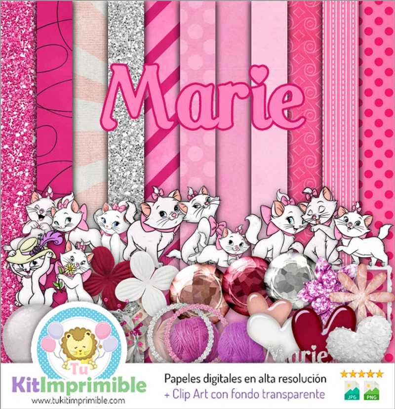 Digital Papers Kitten Marie Animal Parties - M1