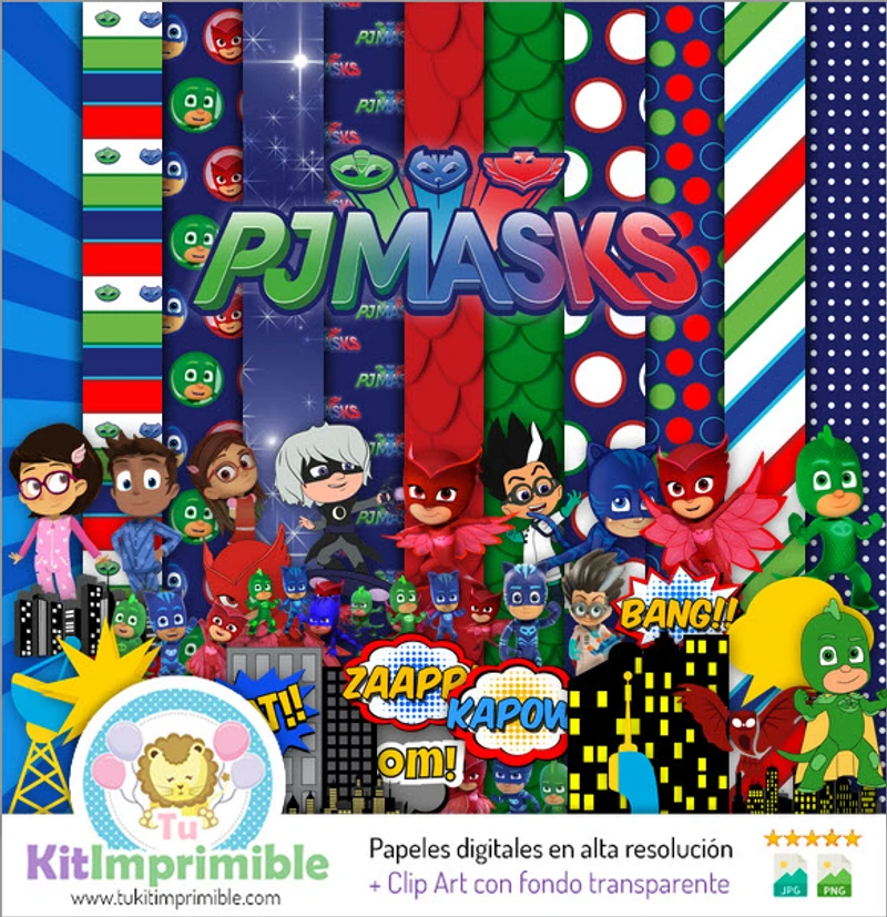 Digital Papers PJ Masks Superhero Parties - M1