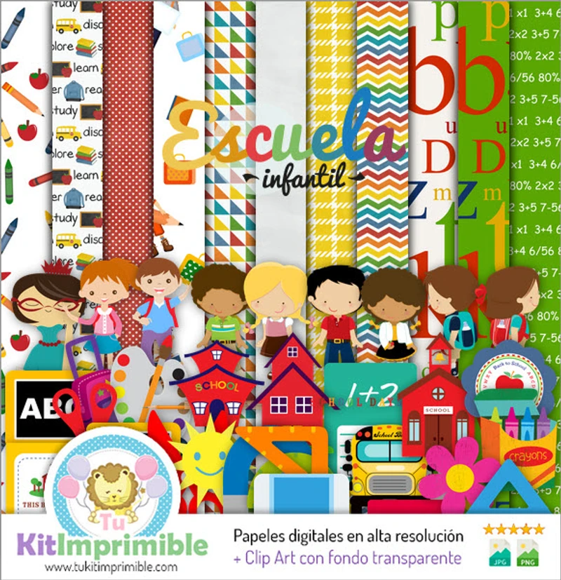 Digital Papers School Educational Decoration - M1