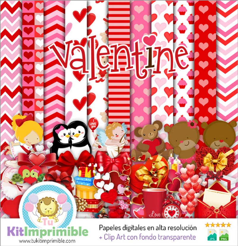 Digital Papers Valentine's Day Romantic Decoration - M1