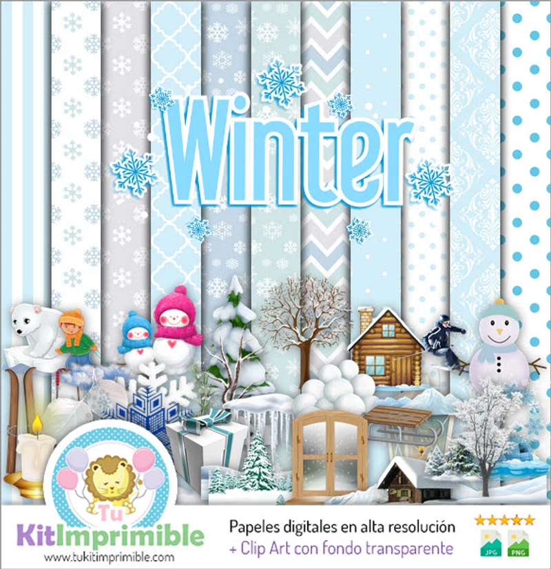 Digitale Papiere Winterliche Saisonale Dekoration - M1