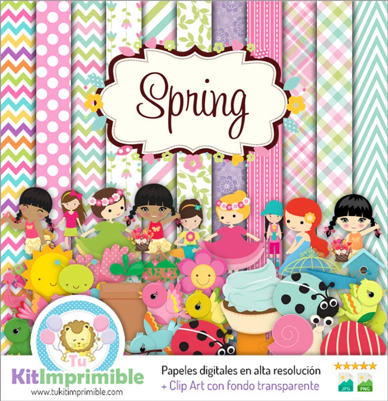 Digital Spring Papers Floral Invitations - M5