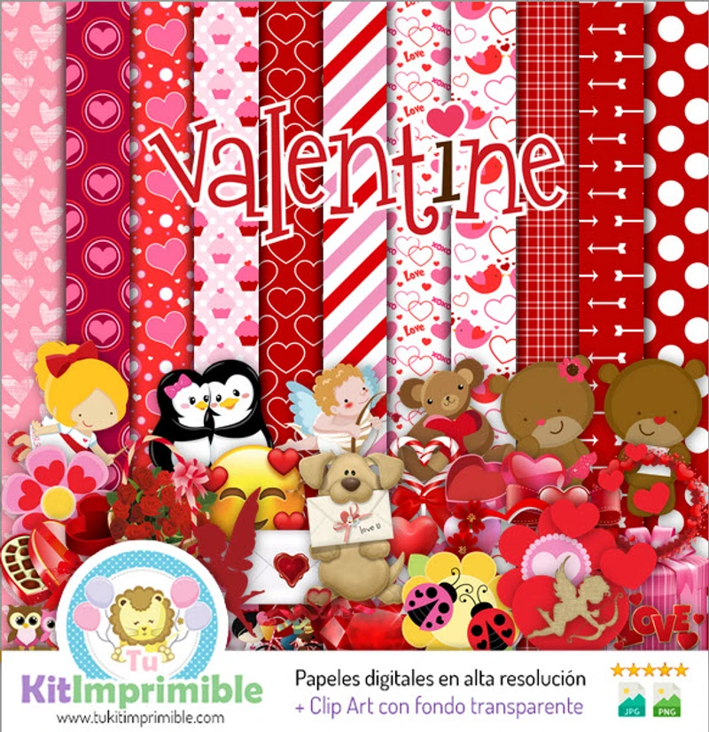 Digital Valentine's Day Textures Scrapbook Patterns - M3