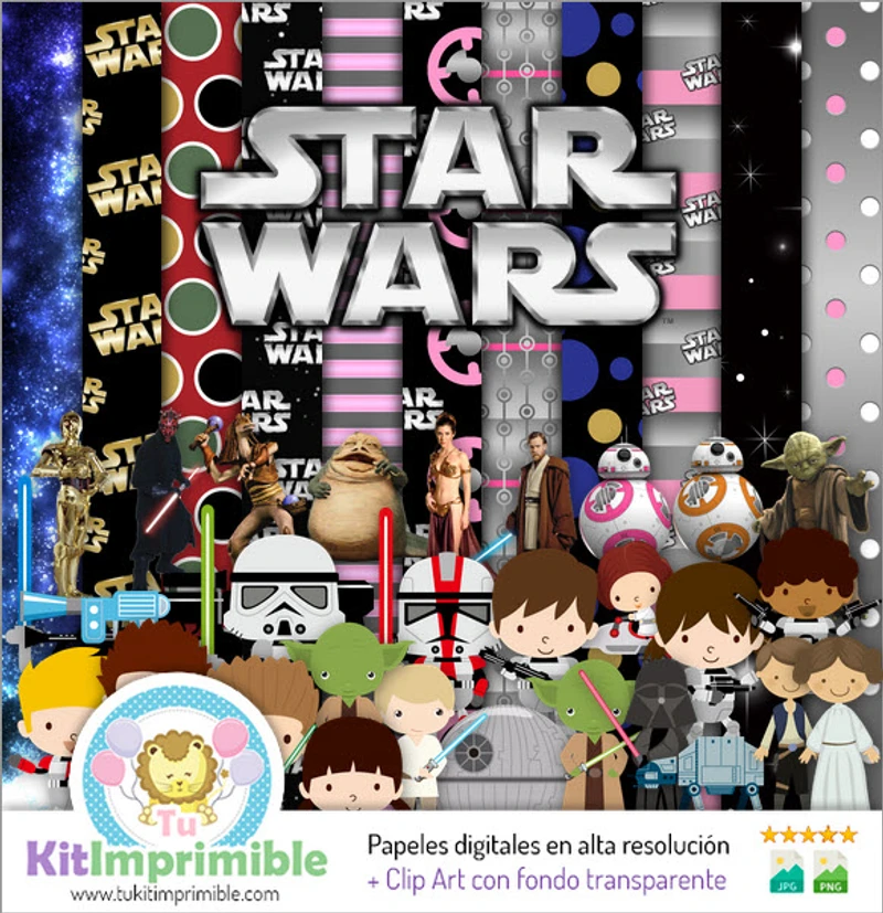 Documentos digitais para festas espaciais de Star Wars - M1