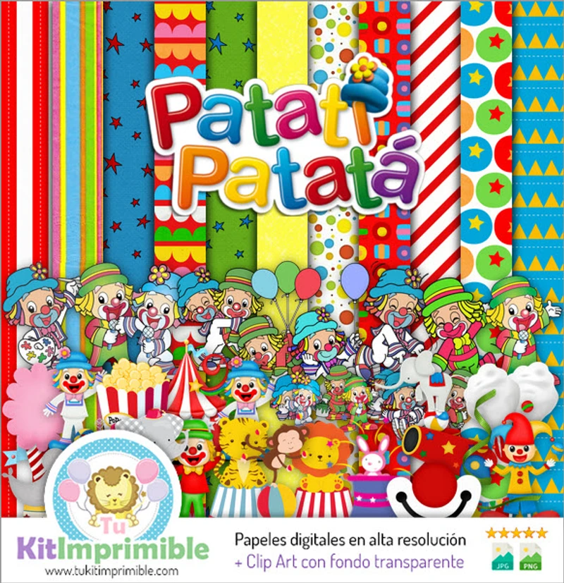 Patrones | Festas de palhaços com batatas da Digital Papers Patati - M1