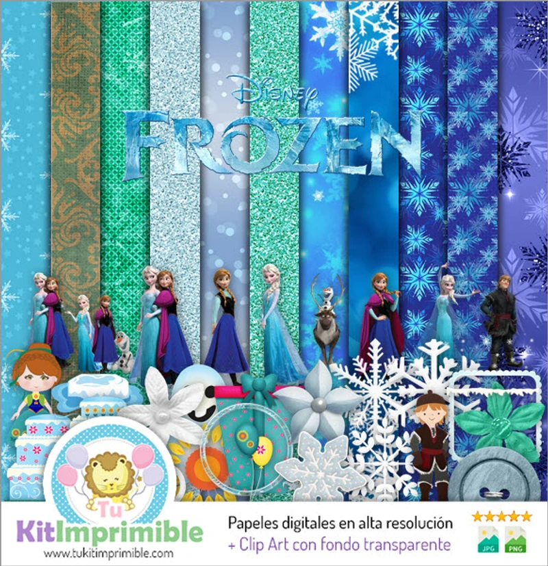 Frozen Digital Papers Princess Ice Parties - M1