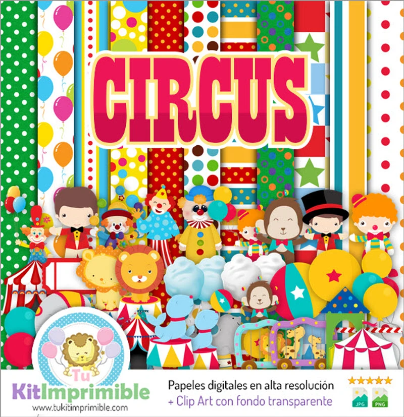 Invitations amusantes sur le thème du cirque des clowns numériques - M5