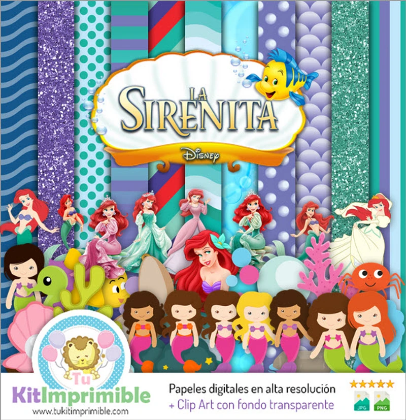 Invitations numériques La Petite Sirène Ariel - M5