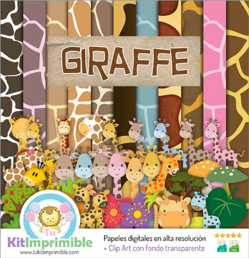 Invitations numériques pour baby shower sur le thème des bébés girafes - M5
