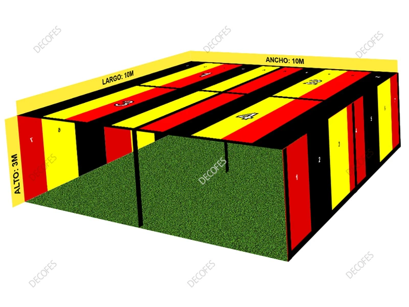 Junções e travessas para toldos de tendas de eventos de 10m x 10m.