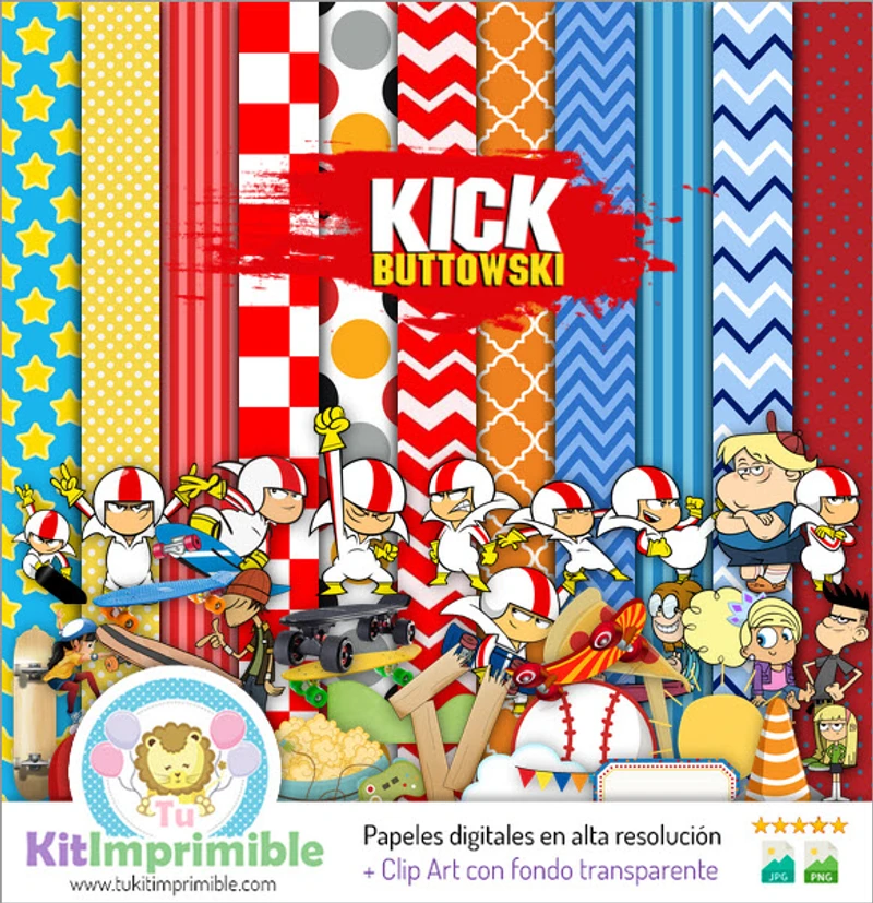 Kick Buttowski - Papéis Digitais para Festas - M1