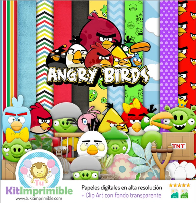 Kit Angry Birds Digital Fondos Decorativos Fiestas - M2