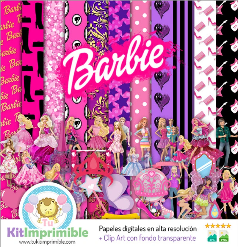 Kit Barbie Digital Fondos Decorativos Fiestas Moda - M2