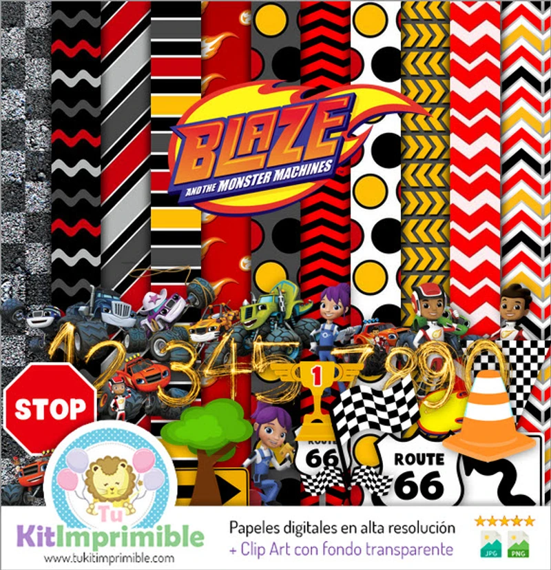 Kit Blaze Digital Fondos Decorativos Fiestas Carreras - M2