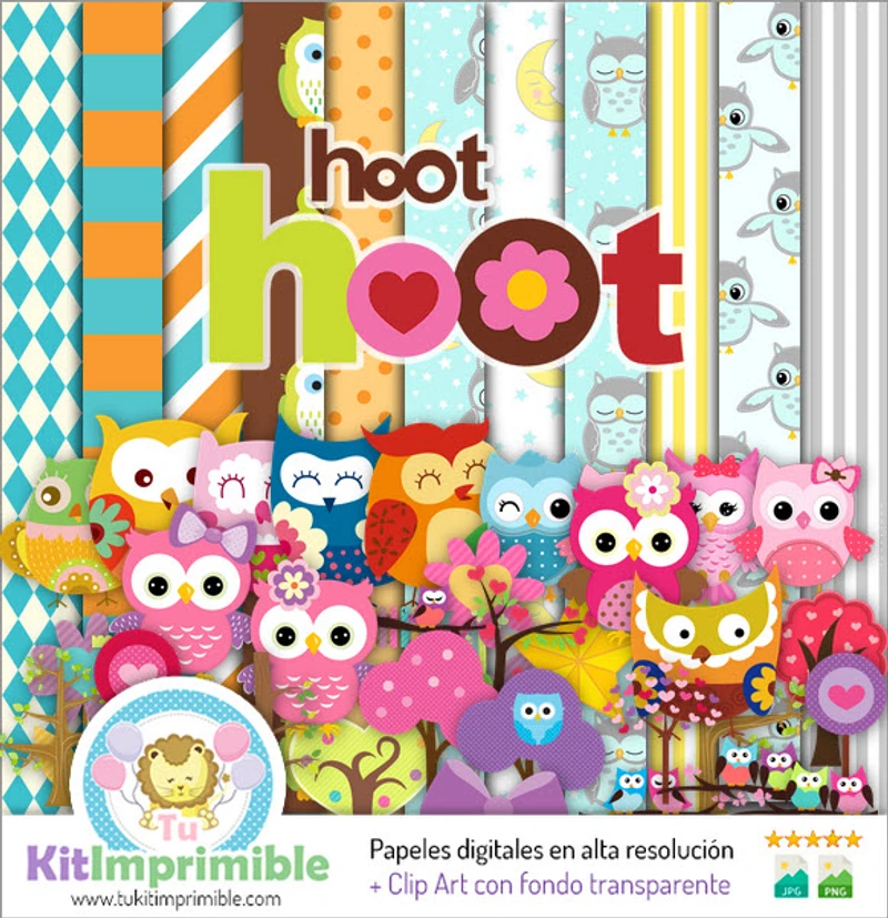 Kit Buhos Lechuzas Digital Fondos Decorativos - M2