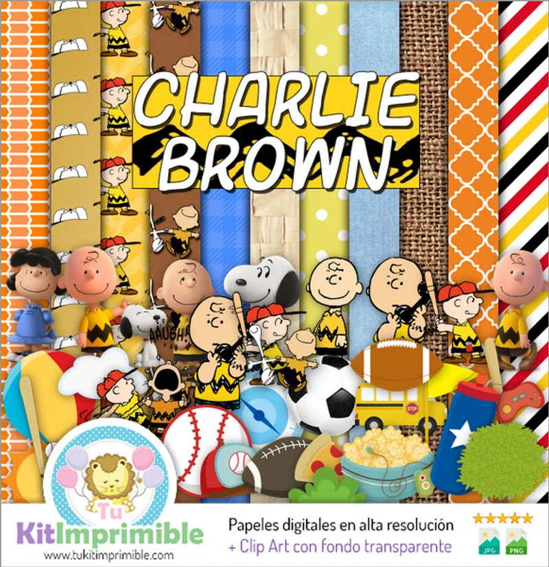 Kit Charlie Brown Digital Fondos Decorativos Fiestas - M2