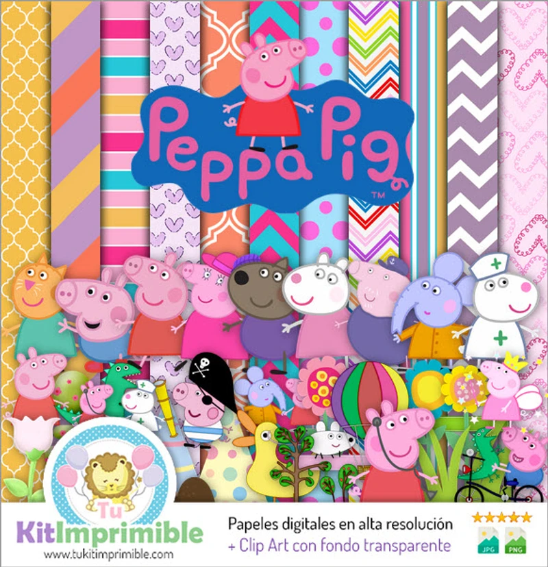 Kit complet de décoration numérique Peppa Pig pour fête - M6