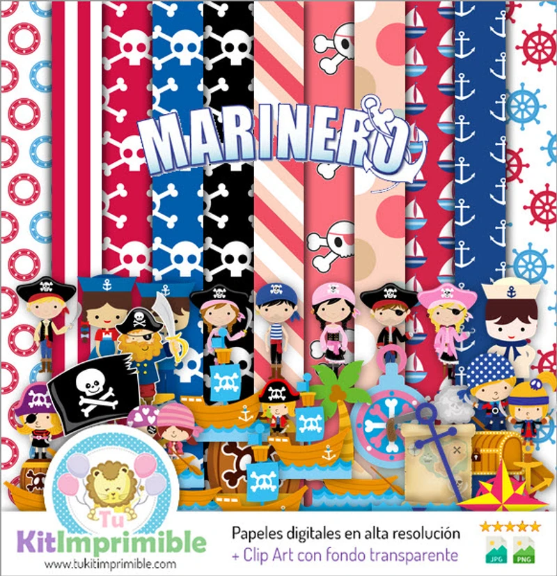 Kit complet de décoration numérique pour fête nautique - M6