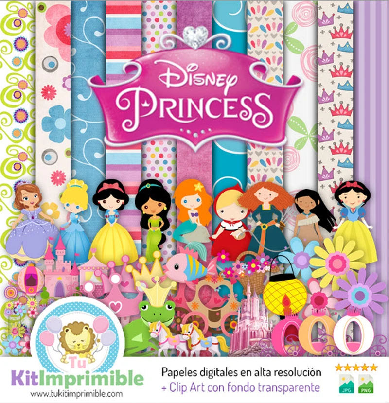 Kit complet de décoration numérique pour fête de princesse - M6
