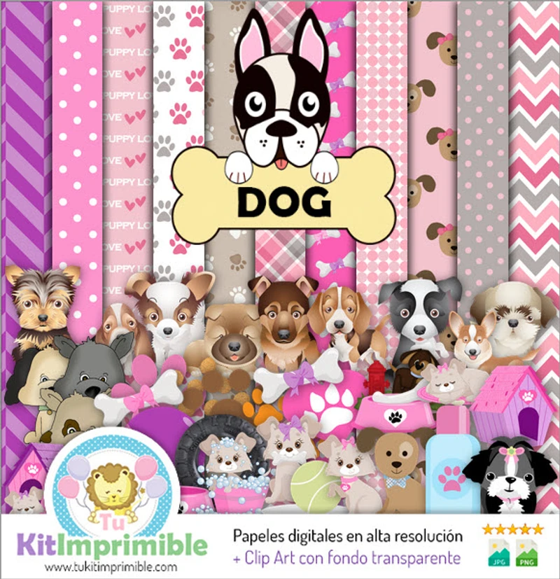 Kit complet de scrapbooking numérique pour chiots - M4