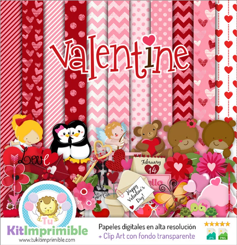 Kit complet de scrapbooking numérique pour la Saint-Valentin - M4