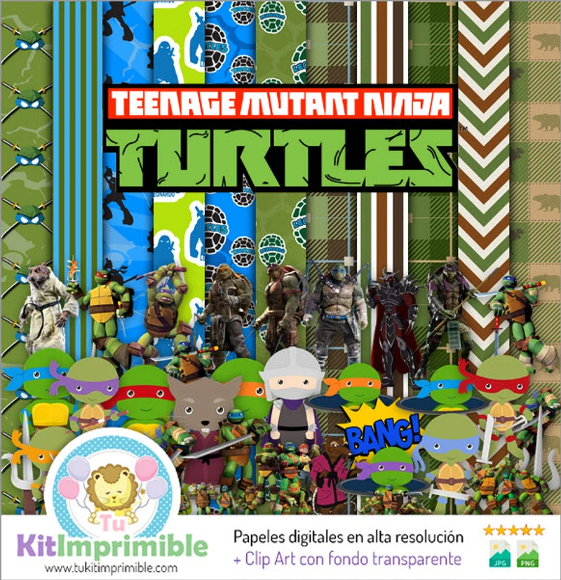 Kit complet de scrapbooking numérique Tortues Ninja - M4